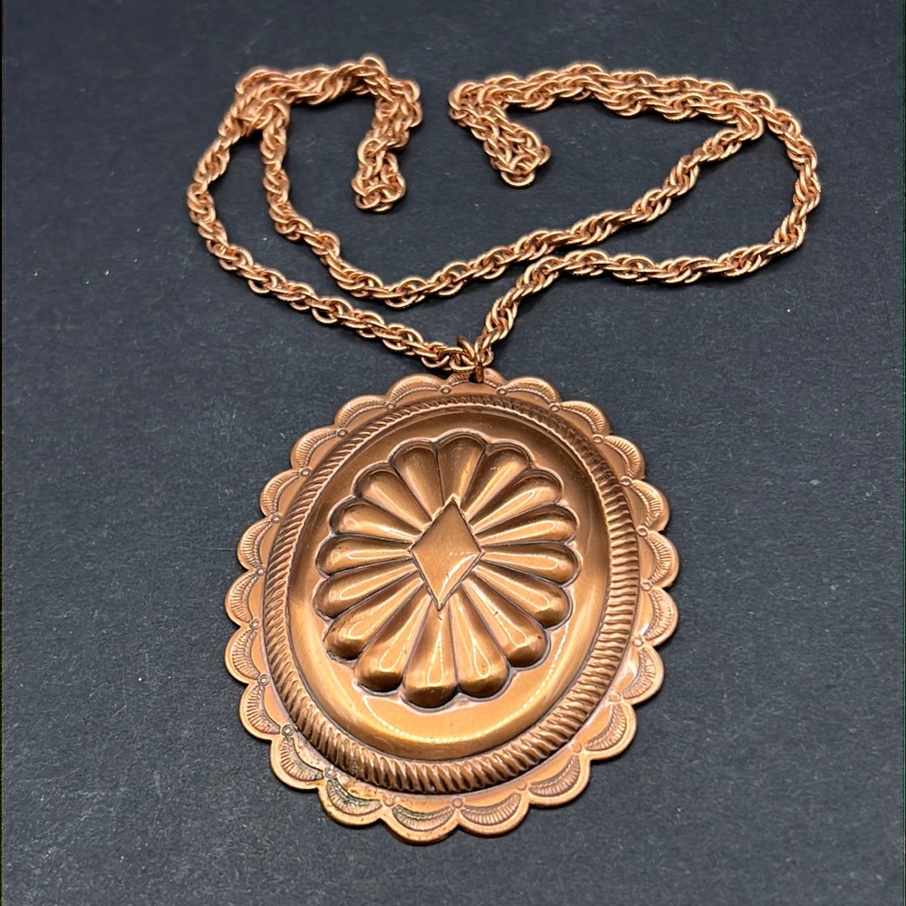Vintage copper pendant and chain